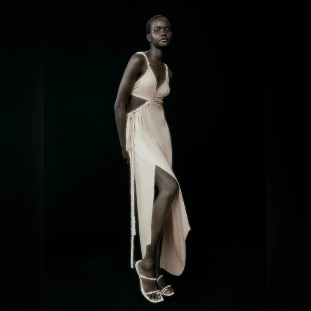 knee length dresses for ladies Zara Button Maxi Dress